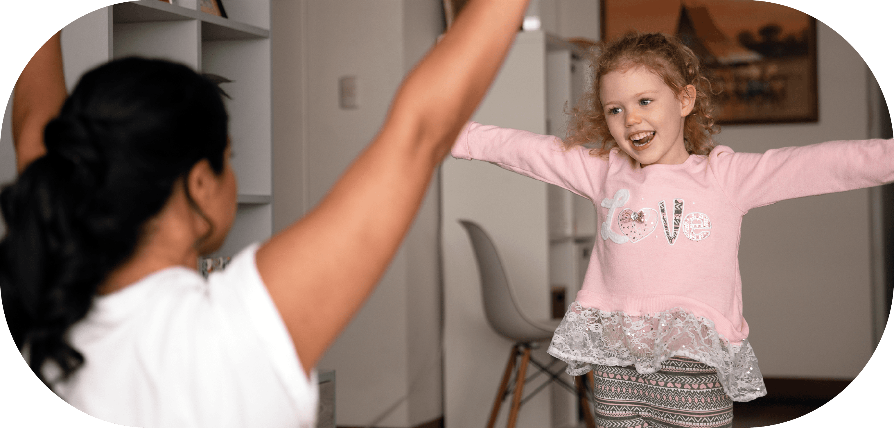 kid playing with lady